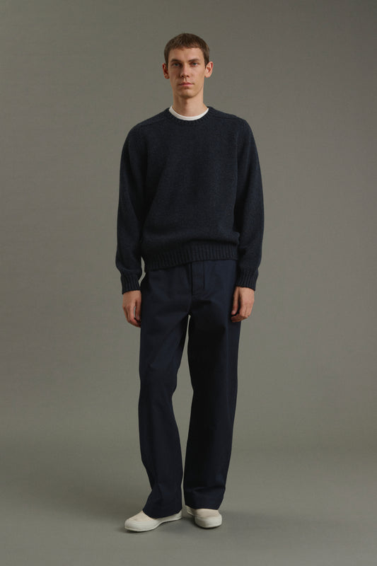 Isamu pullover - Heathered Navy - Wool - Men