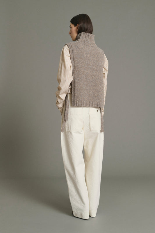 Pullover Or - Beige/Grey - Wool - Women