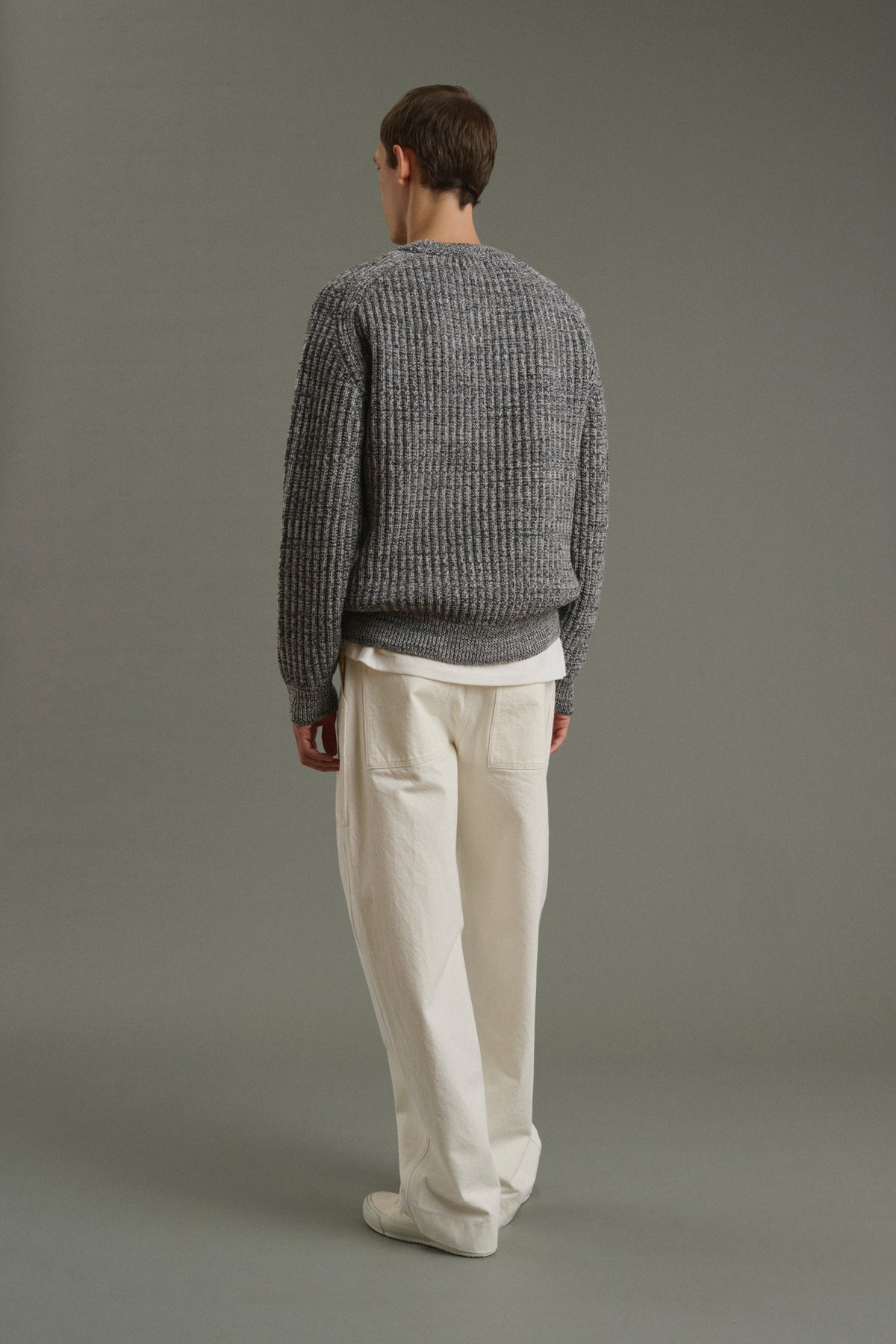 Pullover Osma - Ecru/Charcoal - Wool - Men