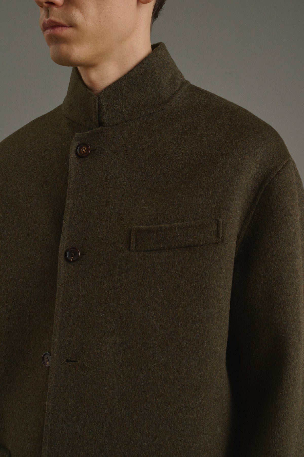 Eole jacket - Heathered Khaki - Double-Faced Fabric - Men