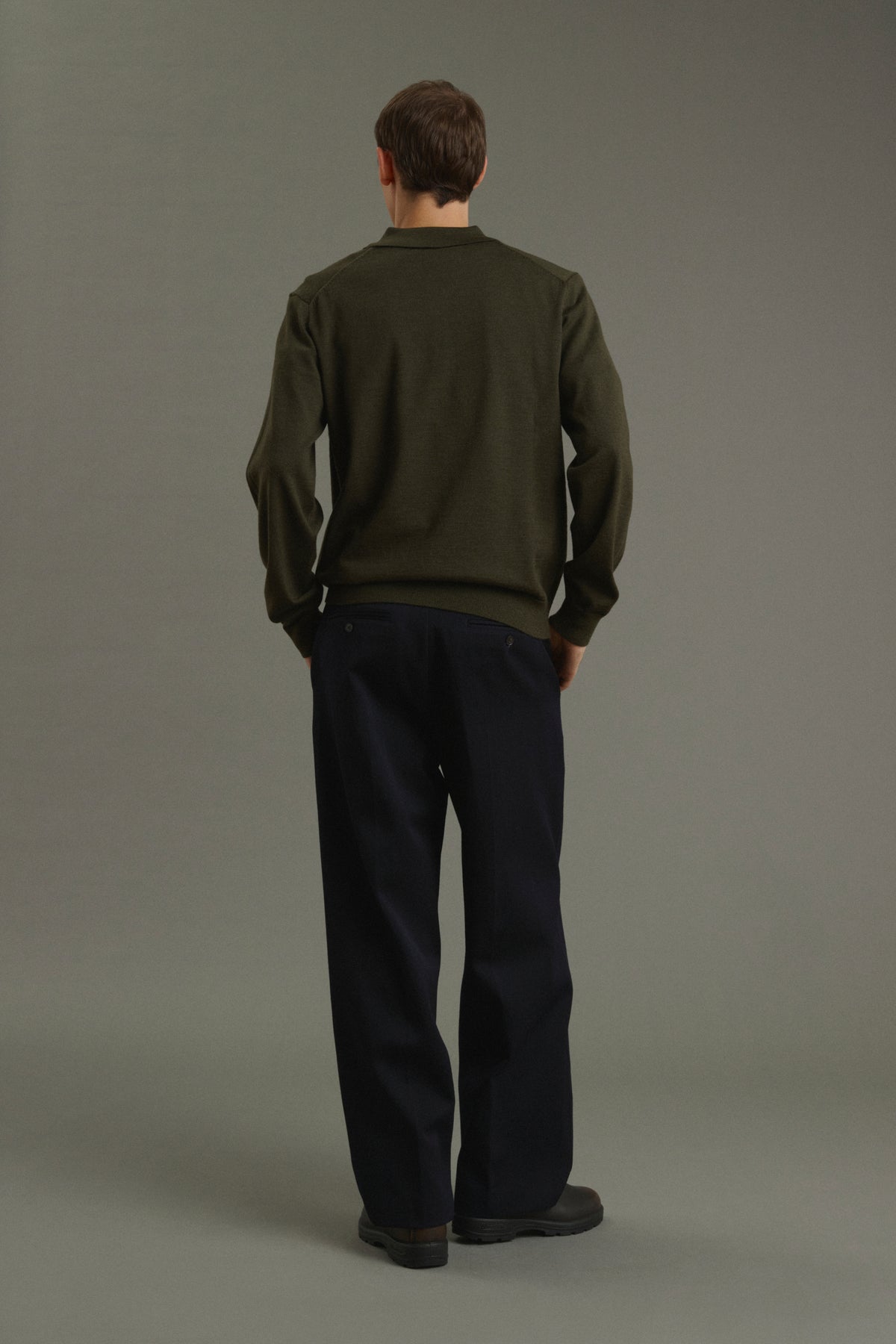 Pullover Etienne - Mélange Khaki - Merino Wool - Men vue 4