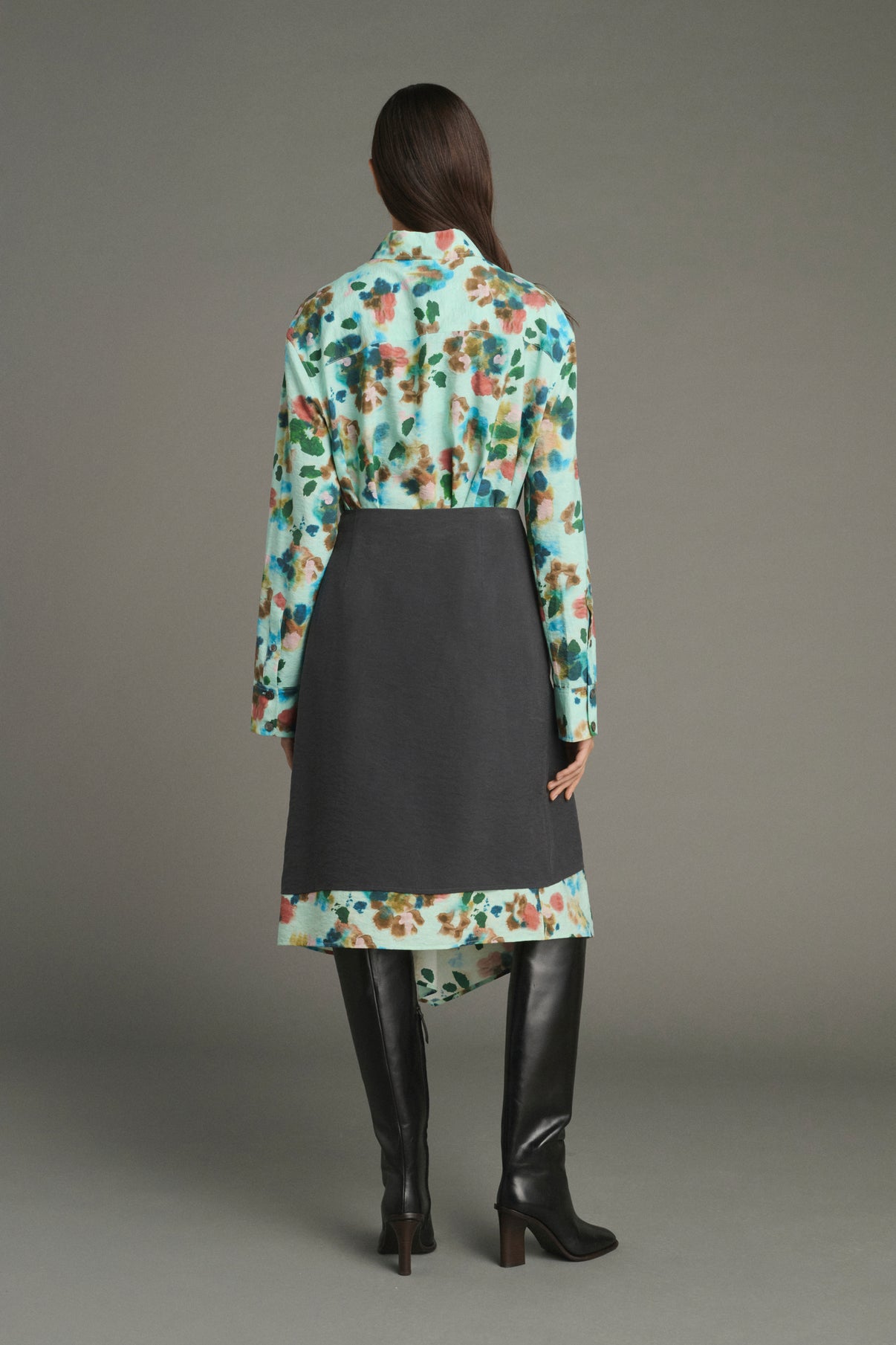 Joy skirt - Turquoise - Silk - Women vue 4