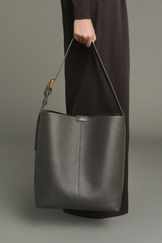 Saudade Bag - Steel Grained Leather Bucket - Soeur