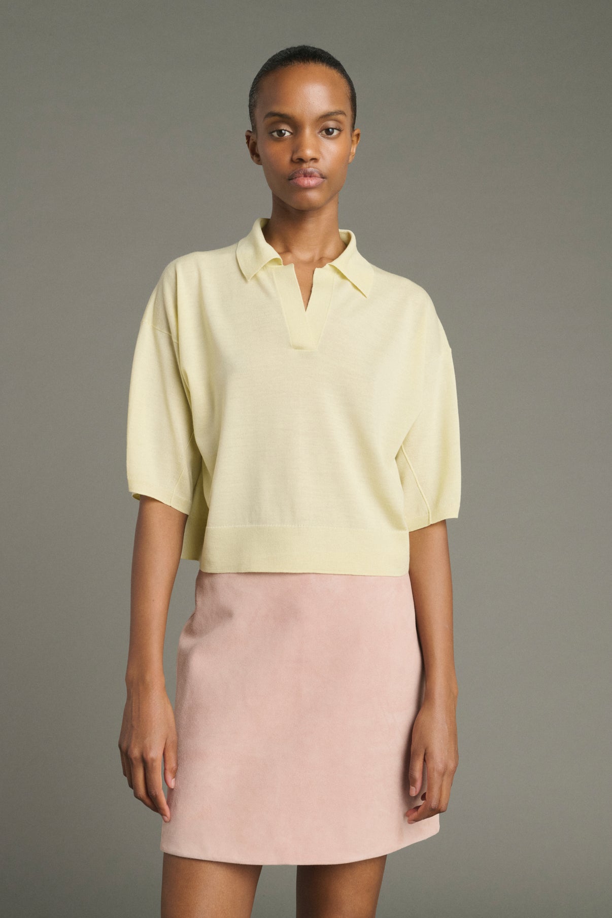 Elton pullover - Pale Yellow - Merino Wool - Women vue 1