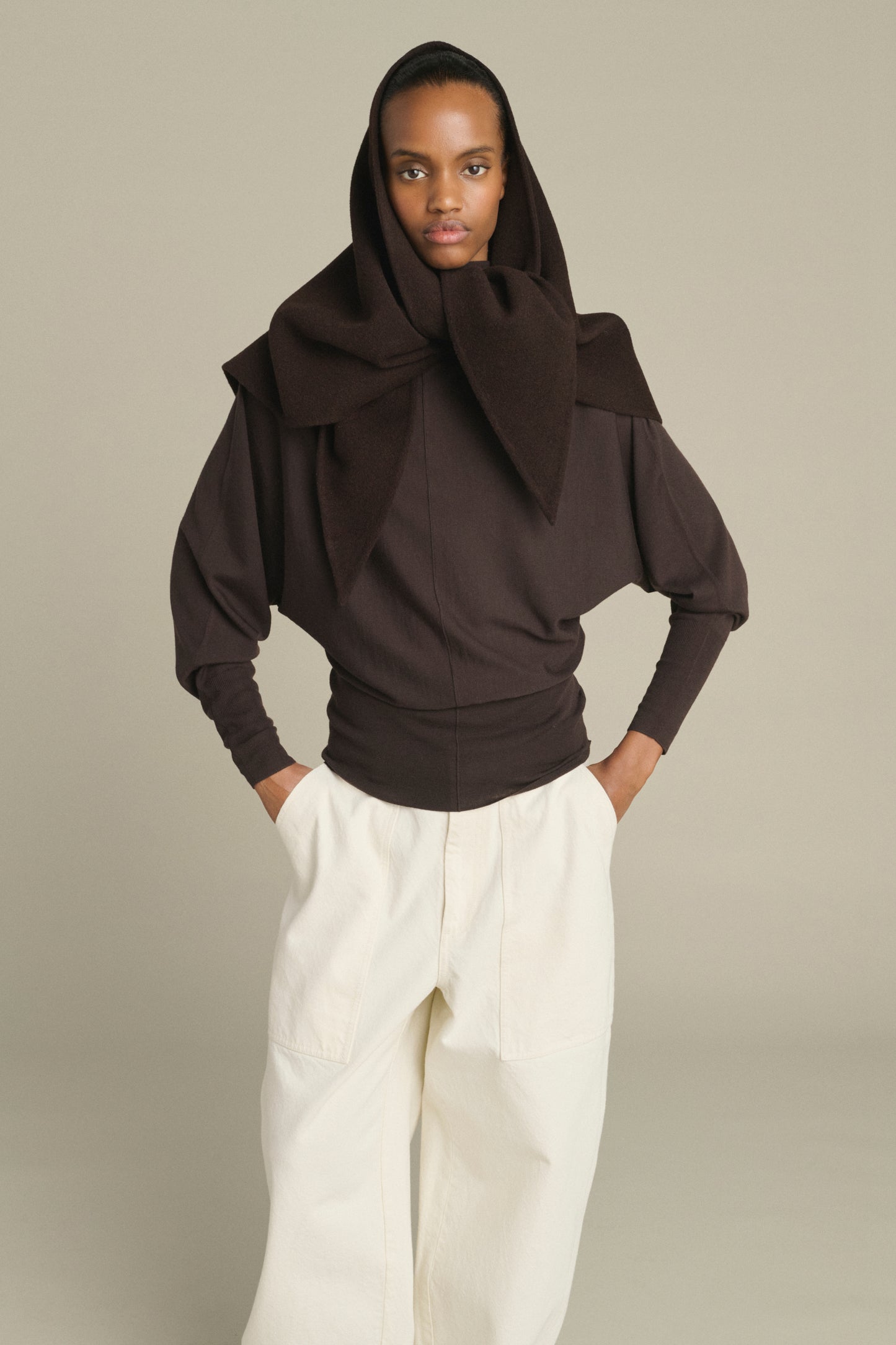 Cape Jamelia - Dark Brown - Wool - Women