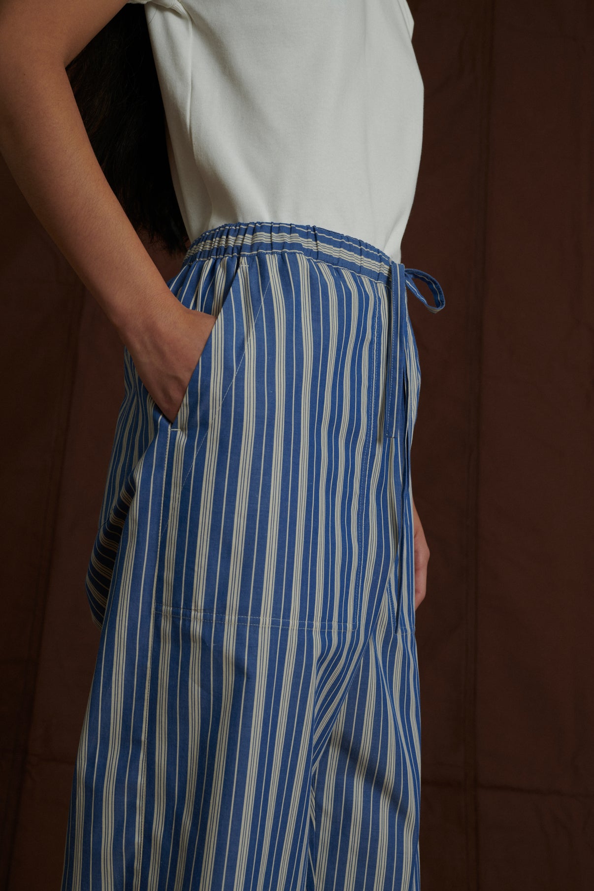 Pantalon Albert - Bleu/Blanc - Coton - Femme vue 3