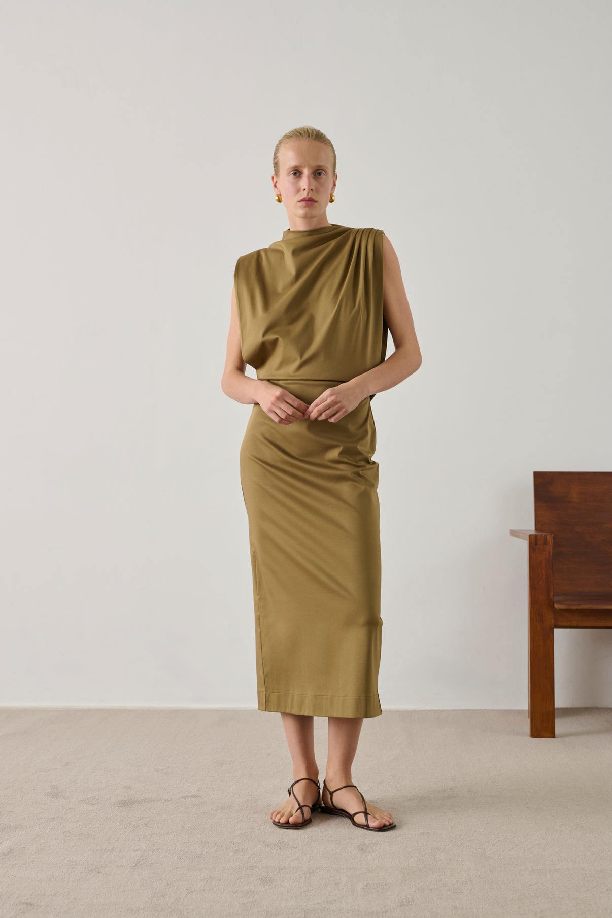 Robe Gemma - Beige Vert - Coton - Femme vue 1