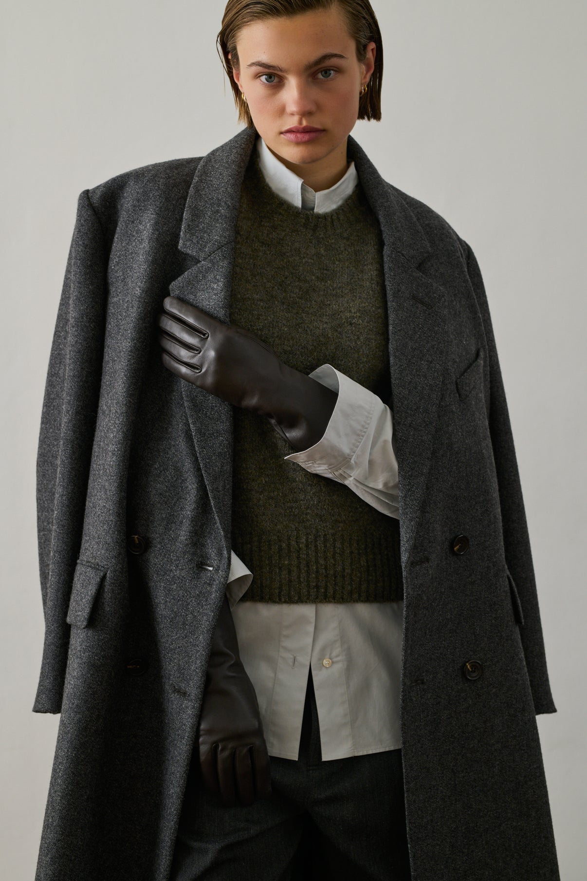 Gants Belleville - Marron Foncé - Cuir - Femme vue 2