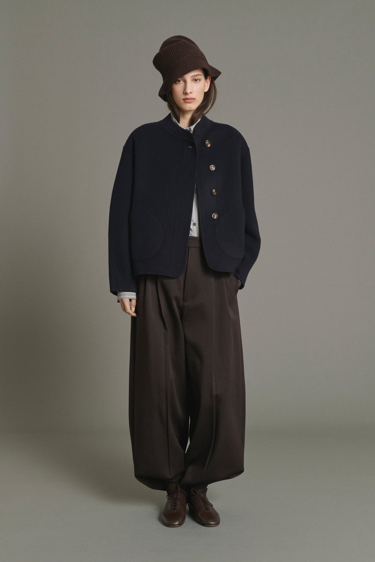 Coat Windsor - Deep Navy Short Wool Women's - Soeur vue 5