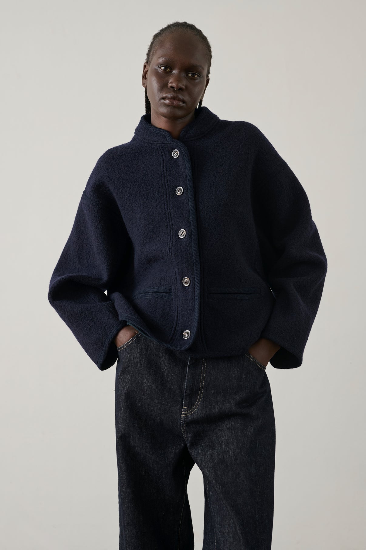 Olympe Jacket - Navy - Wool - Women vue 5