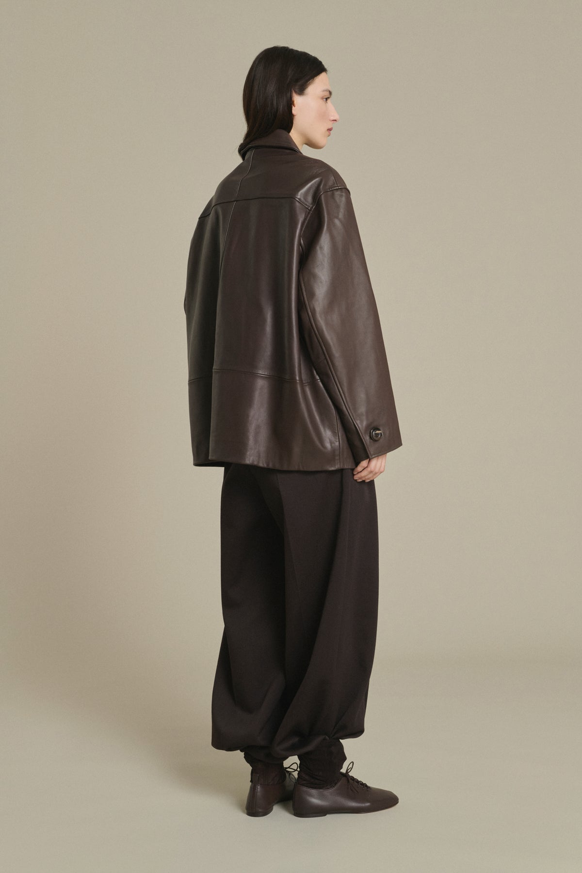 Vincenzo Jacket - Taupe Smooth Leather Women - Soeur vue 2