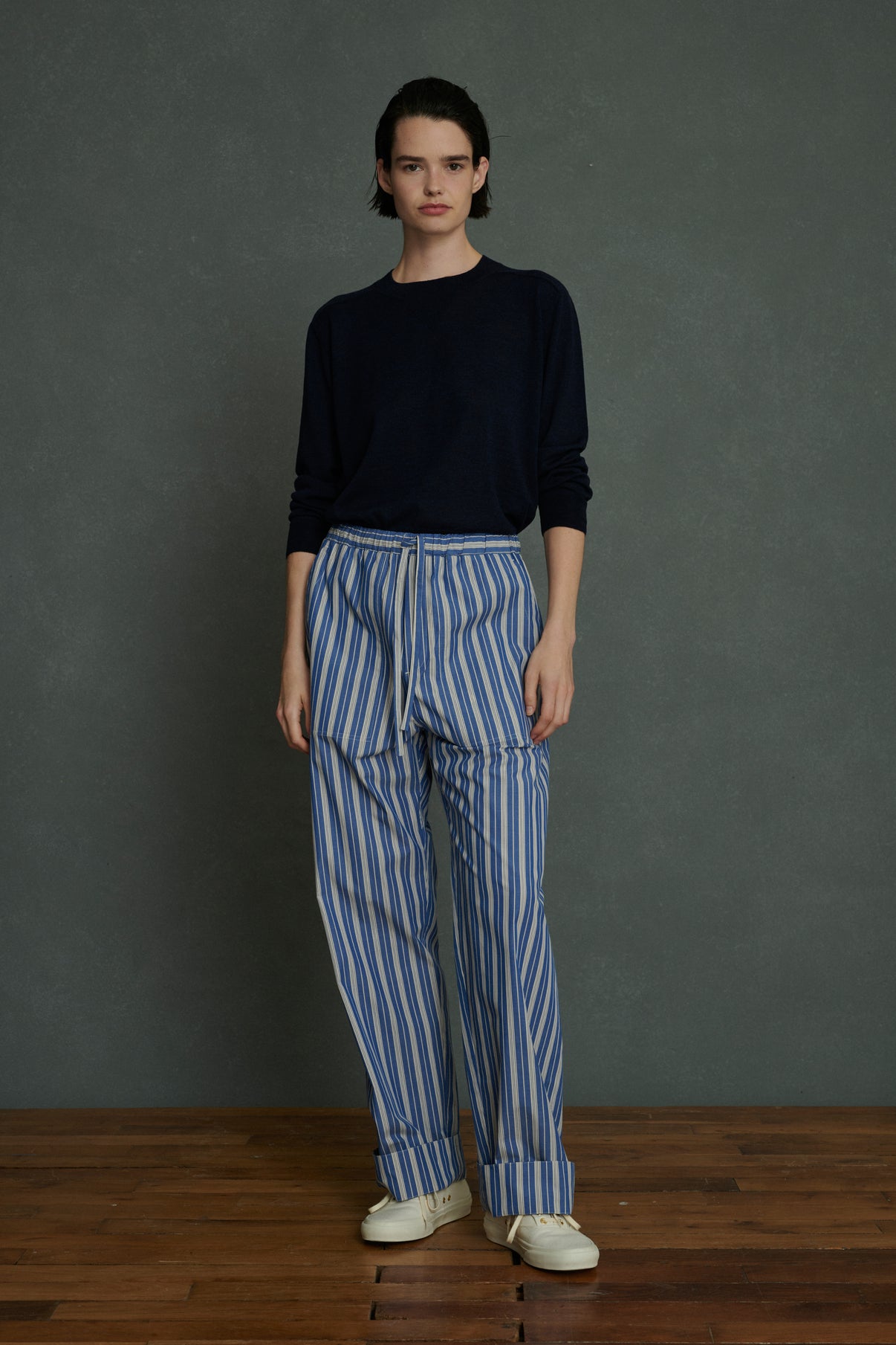 Pantalon Albert - Bleu/Blanc - Coton - Femme vue 6