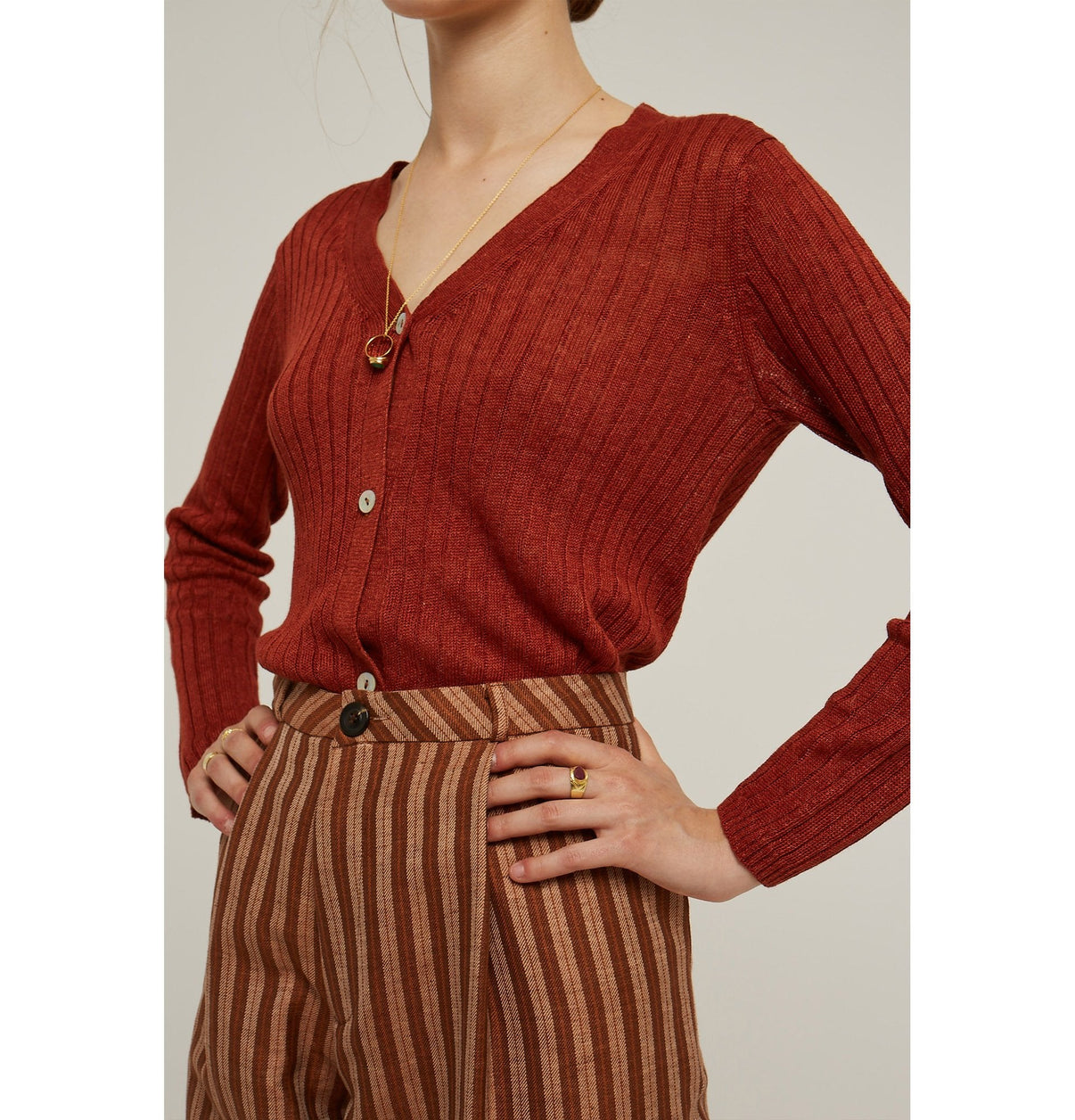 BEIGE FIBRE Cardigan  vue 2